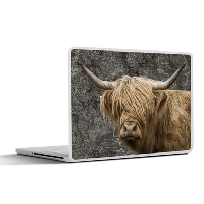 Produktbild von MuchoWow® Laptop Aufkleber Sticker Cover Weltkarte - Tiere - Schottischer Highlander 25x18 cm - Laptop-Deko