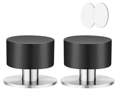 Produktbild von Deurbuffer aus Metall und Gummi - Ø4 x 4.2 cm - Schutz für Tür und Wand - Selbstklebend - Für Innen und Außen - RVS - Schwarz