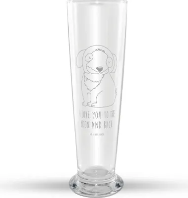 Produktbild von Mr. & Mrs. Panda Weizenglas Hund Entspannen - Transparent - Geschenk, Liebe, Bier Glas, Mr Mrs, Schwarzer, Weißbierglas, Weizen, Sprüche, Weizenbier, Verliebt, Bierglas