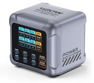 Obrázek produktu pro 8-v-1, nabíječka USB-C o výkonu 420 W, LCD displej, ultra rychlá nabíjecí stanice s technologií GaN