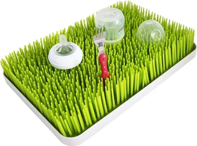 Produktbild von 40 x 27cm Abtropfgestell für hygienisches Trocknen von Babygeschirr und Schnullern grüner Rasen GROSS …
