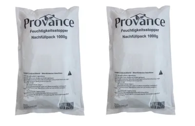 Produktbild von 2 Stück Raum Luftentfeuchter Granulat 1kg 1000g Vliesbeutel Nachfüllpack (7€/kg)