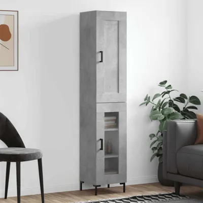 Image de vidaXL Highboard gris béton 34,5x34x180 cm Bois composite