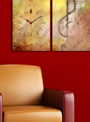 Zdjęcie produktu dla Opviq, 2P3040CS- CLA2641, kolorowy, zegar ścienny, 64 x 40 cm, 100% płótno zamszowe