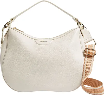 Produktbild von Ted Baker Leder Schultertasche Umhängetasche Esiah Webbing Slouchy Leather Hobo Bag Ecru weiß