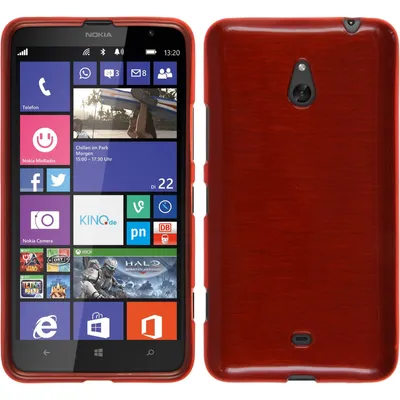 Produktbild von PhoneNatic Case kompatibel mit  Nokia Lumia 1320 - rot Silikon Hülle brushed + 2 Schutzfolien
