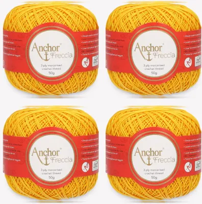 Image de 4 pelotes d'Anchor Freccia 6 – Fil de coton fin pour les projets au crochet (couleur 08298)