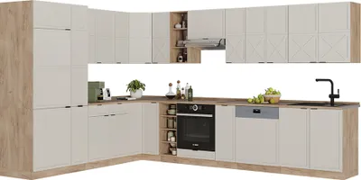 Produktbild von Eckküche Vicco Fame-Line GrauBeige/Goldkraft Eiche 347 x 60 cm , AP Eiche, Model 50526