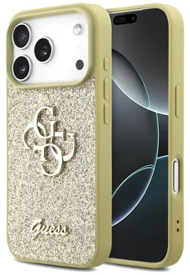 Productafbeelding van Guess Big 4G Logo Backcover Grained voor de Apple iPhone 17 Pro Max - Goud