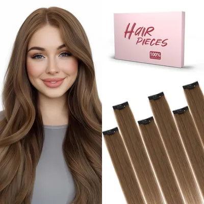 Immagine prodotto di Extension per capelli naturali, 6 ciocche, 30 cm, colore marrone medio #4