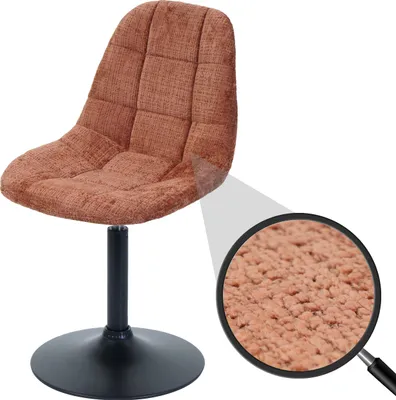Produktbild von Esszimmerstuhl HWC-A60, Küchenstuhl Stuhl Drehstuhl, Stahl Stoff/Textil Chenille (465g/m²) terrakotta