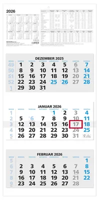 Produktbild von Zettler 3-Monatskalender blau 2026 - Wandkalender 32 × 70 cm