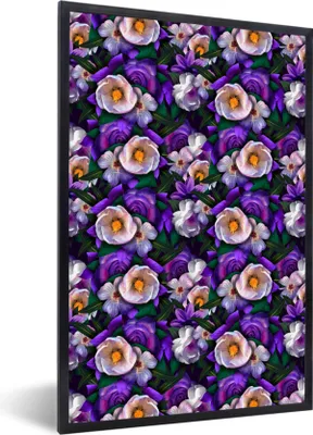 Produktbild von MuchoWow® MuchoWow® Gerahmtes Poster Blumen - Lila - Anemone 40x60 cm - Poster mit zchwarzem Bilderrahmen - Papierdruck - Wandbilder
