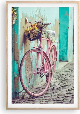 Produktbild von Gerahmtes Poster - Rahmen in heller Eiche - Rosa Fahrrad Vintage - 61x91,5 cm - Wand Bild - Wanddeko - Wandbilder - Kunstposter - Wandposter - Bilderrahmen - Bilder - Kunstdruck - P2NPA61x91-4471