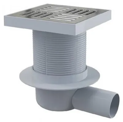 Obrázok produktu pre Podlahová vpusť bočná DN50, mriežka nerez 150mm, vodná uzávera