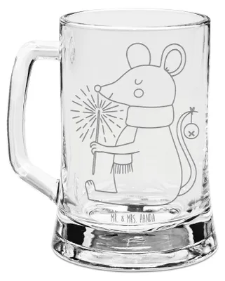 Produktbild von Mr. & Mrs. Panda Seidel Maus Weihnachten - Transparent - Geschenk, Krug, Glaskrug, Frohe, Bierkrug Glas, Weihnachtswunder, Humpen, Bierhumpen, Weihnachtsgruß