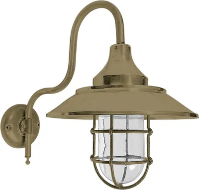 Produktbild von Außenleuchte Wand Echt-Messing Glas E27 IP44 44 cm hoch in Messing Maritim
