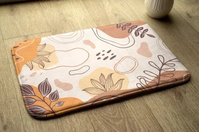 Obrázek produktu pro Koupelnová předložka - Koberec do koupelny - Absorpční rohožka Sprchové koberce - 90x60 cm - Květinové abstrakce