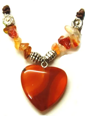 Produktbild von Edelstein-Anhänger, Herz-Collier, Karneol gebr.