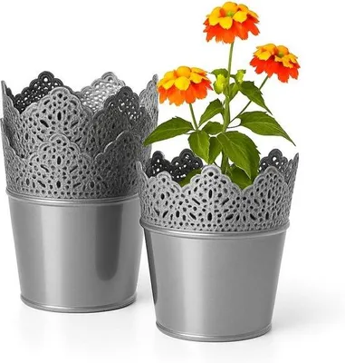 Produktbild von Pflanzgefäß-Set Kroon – Blumentopf-Set – Dekoration für den Innenbereich – Set aus vier Stück – Durchmesser 16,5 cm – Silber
