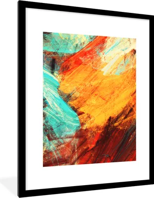 Produktbild von MuchoWow® Gerahmtes Poster Gemälde - Abstrakt - Öl 60x80 cm - Poster mit Schwarzem Bilderrahmen Wandposter Rahmen Foto Bilder - Wohnzimmer - Dekorationen - Prämie