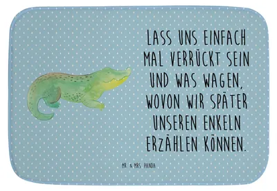Produktbild von Mr. & Mrs. Panda Badezimmerteppich Krokodil - Blau Pastell - Geschenk, Freundin, Lieblingsmensch, Meer, Badvorleger, Abenteuerlust, Krokodile, Badteppich, Beste