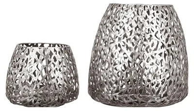 Imagen del producto de Soporte para velas "Purley", metal, color plateado, paquete de 2 unidades, altura 20 cm, diámetro 20 cm. Código: 54957 4001250549574