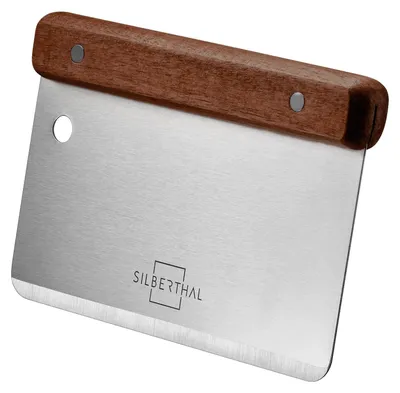 Produktbild von Teigschaber Teigkarte Teigkratzer - Edelstahl - 16 cm - Holzgriff - Mit Aufhängeöse