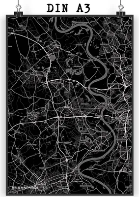 Produktbild von Mr. & Mrs. Panda Bild Moers DIN A3 - Geschenk, Stadt, Kunstdruck, Wandbild, Wanddekoration, Dorf Karte Landkarte Map Stadtplan, wanddeko, drucke