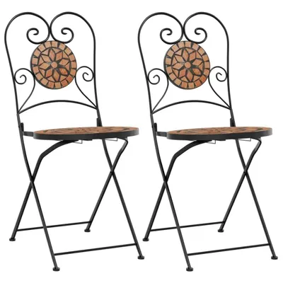 Image de vidaXL Chaises de bistrot 2 pcs. Pliable Terracotta Rouge Céramique