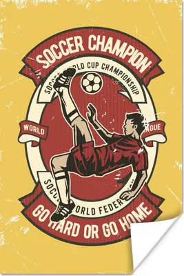 Produktbild von MuchoWow® Poster Fußball - Mann - Retro 80x120 cm - Papierdruck