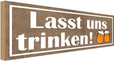 Produktbild von vianmo Holzschild 10x27 cm lasst uns trinken Bier Alkohol Essen