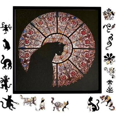 Produktbild von Holzpuzzle fuer Erwachsene 372  Teile Katze Holz Puzzle mit Bilderrahmen, Katzenfoermiges Unregelmaessiges Tier-Puzzle, Einzigartiges DIY-Geschenk fuer Katzenliebhaber(30 x 30 cm)