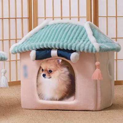 Produktbild von 360Home Warmes, herausnehmbares Katzenbett Katzenhaus rosablau