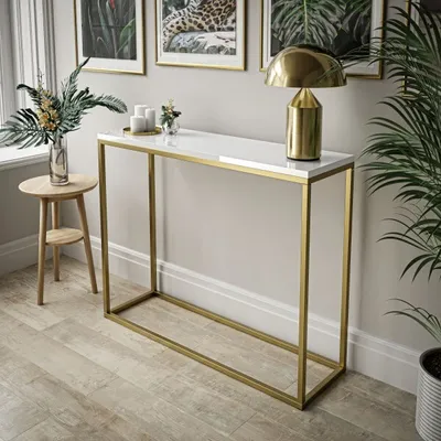 Produktbild von Konsolentisch MODERN 100 cm Gold Matt/ Weiß Hochglanz