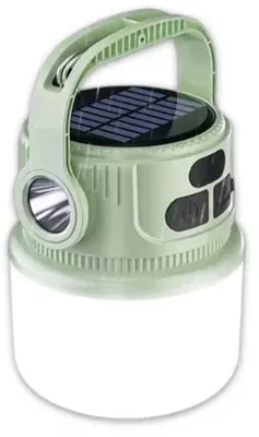 Image de Lampe LED portable pour tente avec recharge solaire, éclairage de camping mobile et étanche.