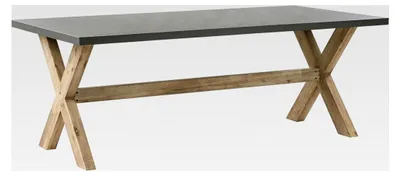 Produktbild von Gartentisch 200x100 cm mit Betonplatte und Akazienholz-Beinen in grau