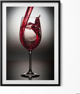 Produktbild von Ein Glas Wein– Wandbild mit Rahmen – Gerahmtes Bild  – Wanddekoration – 70x100 cm –  Schwarz Rahmen