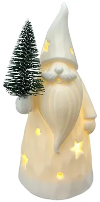 Image de Figurines décoratives LED Père Noël blanc avec arbre, en 14 cm