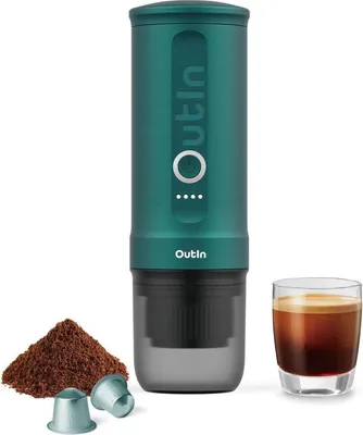Obrázok produktu pre Outin OTEM-01-Teal Przenośny elektryczny ekspres do kawy, Tyrkysová, Kávová kapsula, Mletá káva, 20 bar, 92 °C, 7500 mAh, 2,5 h
