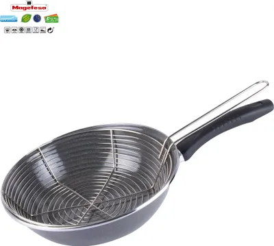 Image de Poêle à frire avec panier, 26 cm, Friteuse, Lavable au lave-vaisselle, Acier émaillé