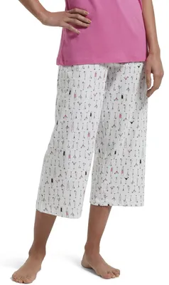 Immagine prodotto di Pantaloni da notte/pigiami capri da donna Hue, con stampa, in maglia - Bianco - Quantità: 3 unità