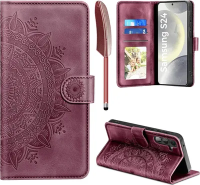 Immagine prodotto di Samsung Galaxy S24 5G Custodia Flip Wallet in pelle rosso vino
