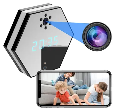 Produktbild von 4K HD WiFi Mini Camera Electronic Clock Take Photo Two Way Audio Infrared Night Vision Indoor Security Protection Survalance Cam