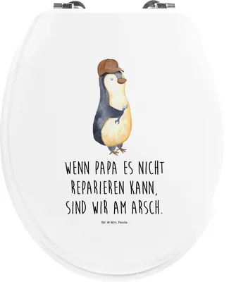 Produktbild von Mr. & Mrs. Panda Holz Toilettendeckel Wenn Papa es nicht reparieren kann, sind wir am Arsch - Weiß - Geschenk, Familie, Vater, Klo-Deckel, WC Deckel, Klodeckel, Vatertag