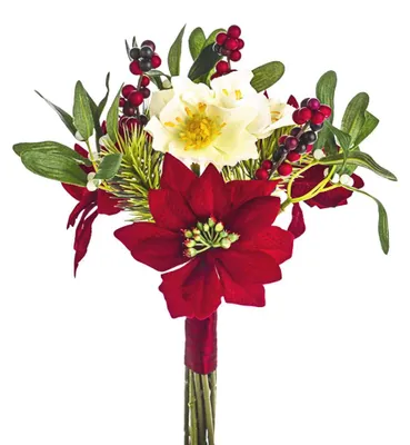 Künstlicher Weihnachtsblumenstrauß, Poinsettien, 30 cm