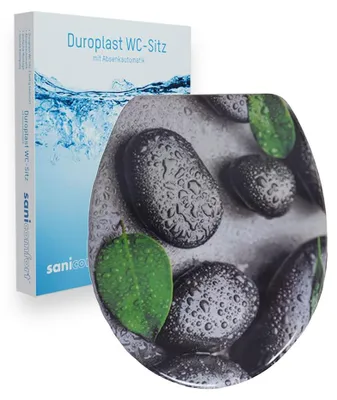 Produktbild von sanicomfort WC-Sitz, Duroplast, mit Absenkautomatik, Toilettensitz passend für alle handelsüblichen WC-Becken (Calming Stone)