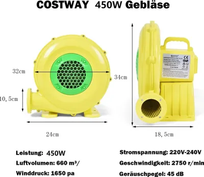 Obrázek produktu pro Foukač 450W elektrický ventilátor Vzduchový dmychadlo pro nafukovací hračky