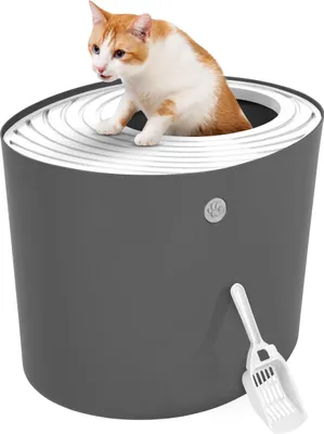Produktbild von Iris Ohyama Katzenklo mit Schaufel, bis 7 kg, Grau, mit Deckel, Katzentoilette,