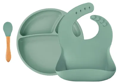 Image de Set de repas Maison Sevira, 3 pièces - 6 mois - Vert amande | par Minikoioi